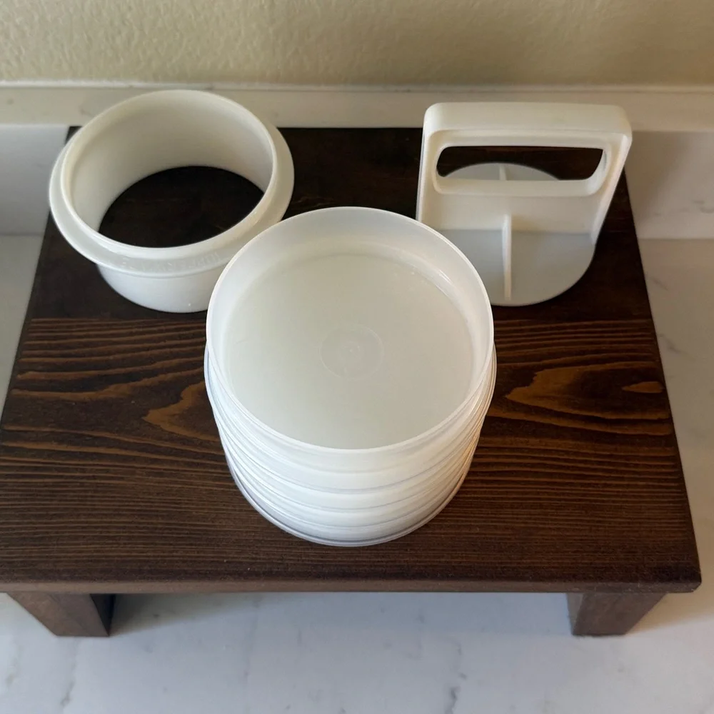 Vintage Tupperware Hamburger Press and Storage 6-piece